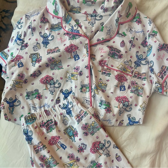Limited Edition Roller Rabbit Georgetown Monkey Collection Short-Sleeve PJs - Picture 2 of 5